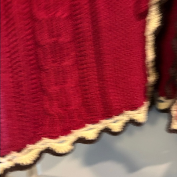 Anne Klein Cable Knit Cardigan Sweater Burgundy Cream Brown Tie Size Large - Picture 10 of 14